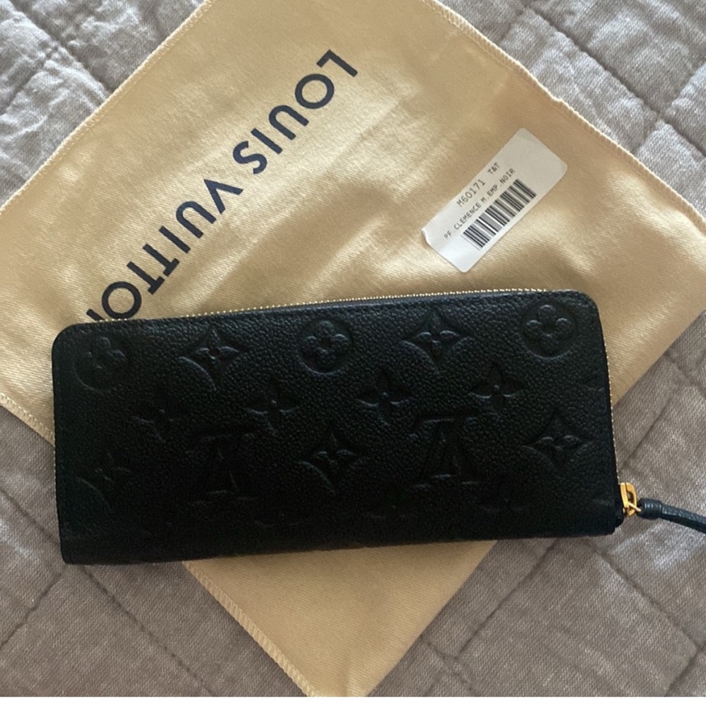Louis Vuitton Black Clémence Wallet with Iconic Monogram empreinte leather